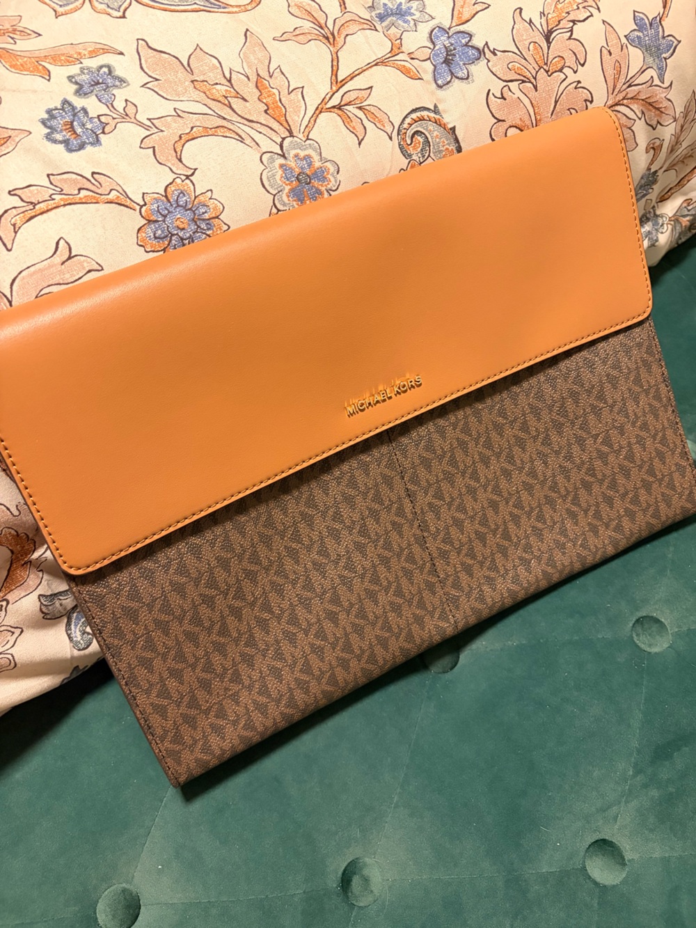Michael Kors Leather Brown MK Signature Laptop Case
